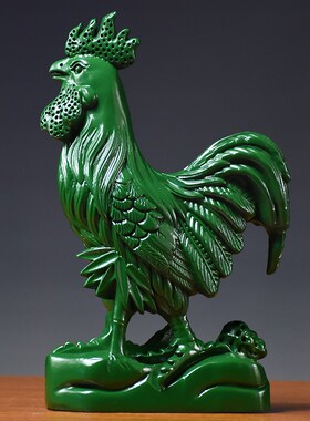 速发鸡木绿色实摆件木质大肖生吉大利木头雕刻木制车载装饰工艺品