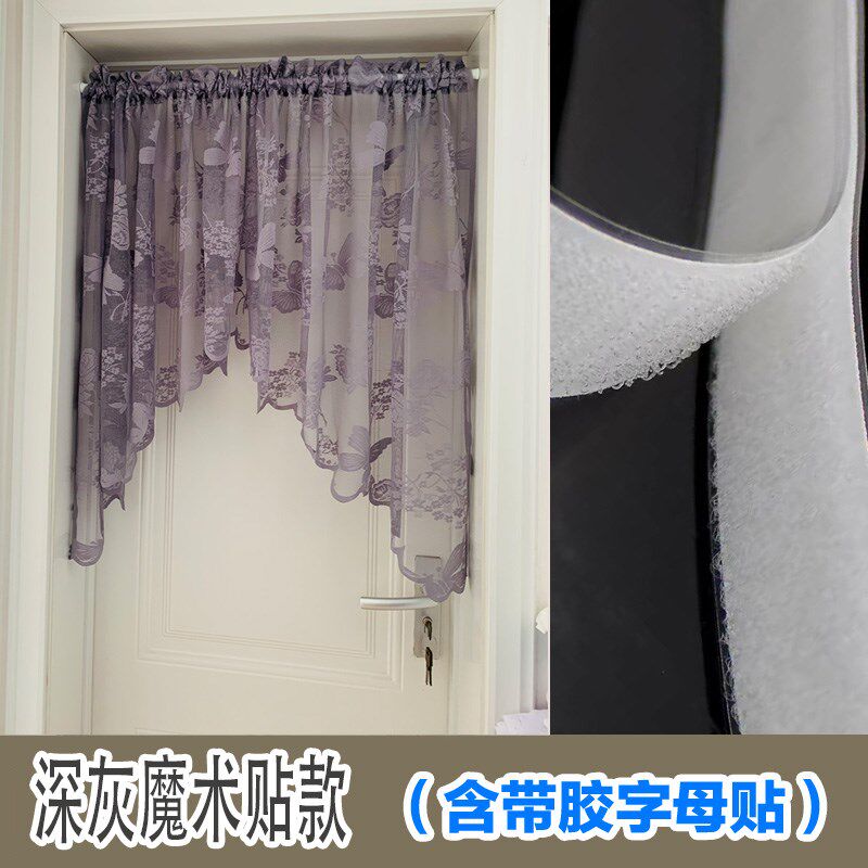 速发欧式田园蝴蝶纱品窗蕾成丝三角帘窗帘半帘厨房卧室帘门帘弧形
