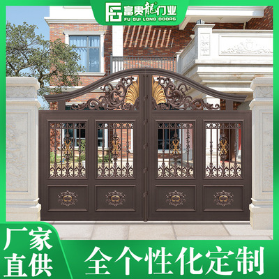 农村自建别墅庭院大门 铝合金平开庭院门 厂家直供大气铝艺庭院门