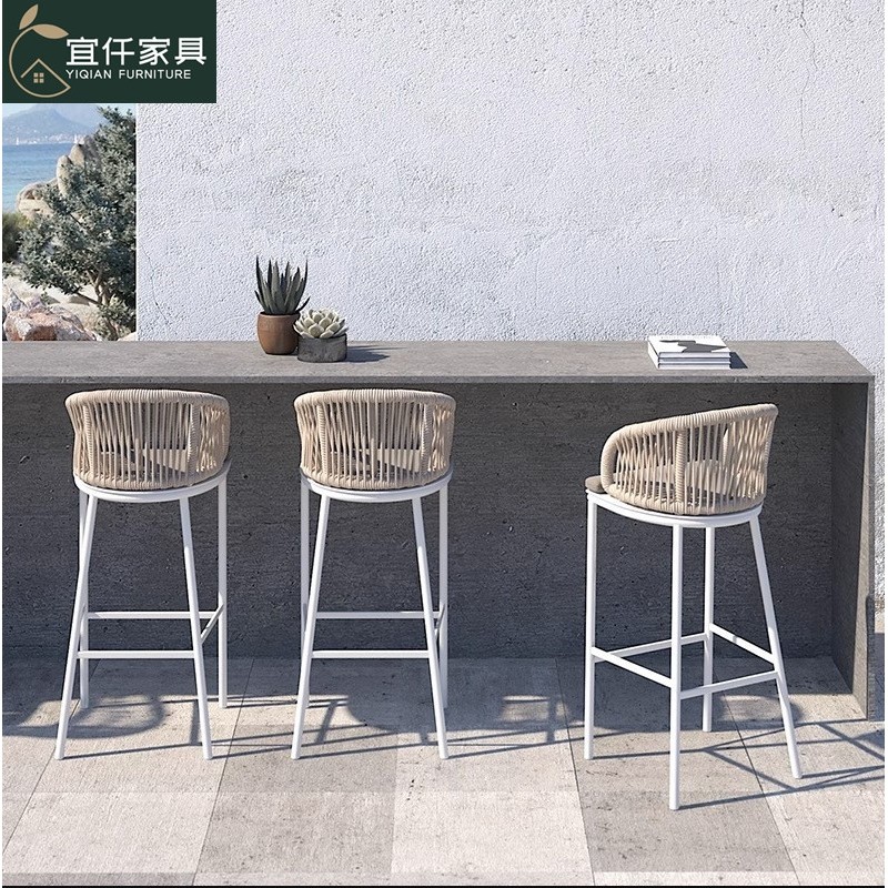 北欧户外吧椅别墅室外露天高脚凳创意铝合金休闲藤编酒吧台桌椅子,住宅家具,家用高脚椅,淘宝优惠券,粉丝福利购,淘宝优惠卷