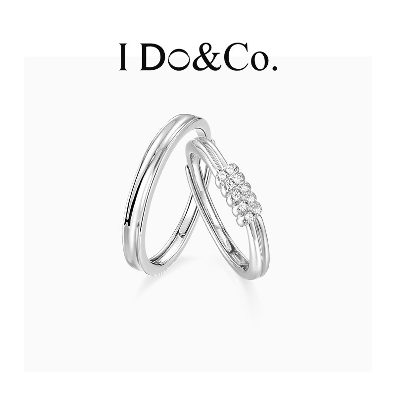 I Do&Co.情意绵绵情侣对戒 S925银戒指一对小众圣诞礼物送男女友