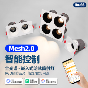 智能mesh2.0嵌入式斗胆灯led双头防眩筒射灯四头已接入米家APP