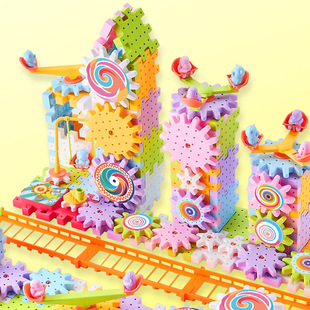 幼儿园小学科学角百变旋转组合传动齿轮链条玩具益智拼装拼插积木