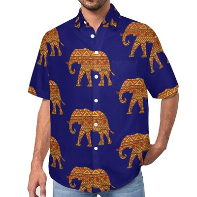 男士排扣印花短袖衬衫