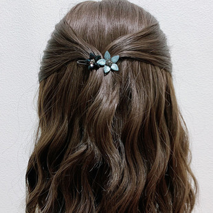 日韩气质水钻五瓣花发夹头饰女森系复古青蛙扣夹刘海夹侧边夹顶夹