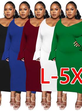 欧美大码肥fat women plus size larger over knee dress dresses