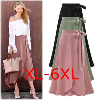 spring fat women plus size long skirt ladies chiffon skirts