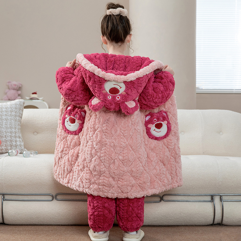 2023珊瑚绒睡衣三层夹棉女冬季