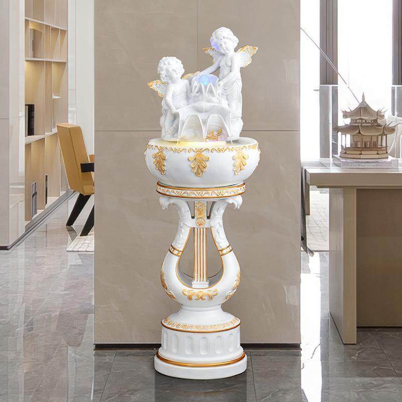 新品流水电摆件循环水客厅加湿器家用创意鱼缸地柜视旁落边欧式装