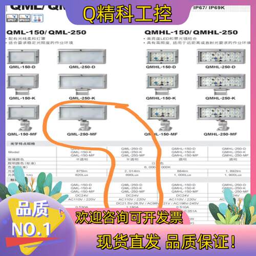 现货Qlightec 工业用照明灯型号：QML-250-MF