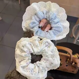韩系奶油大肠发圈女镂空蕾丝边秋冬高级感头绳奶油扎头发饰新品