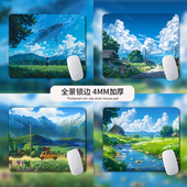 宫崎骏治愈风景动漫鼠标垫小号办公学习电脑键盘垫便携加厚锁边