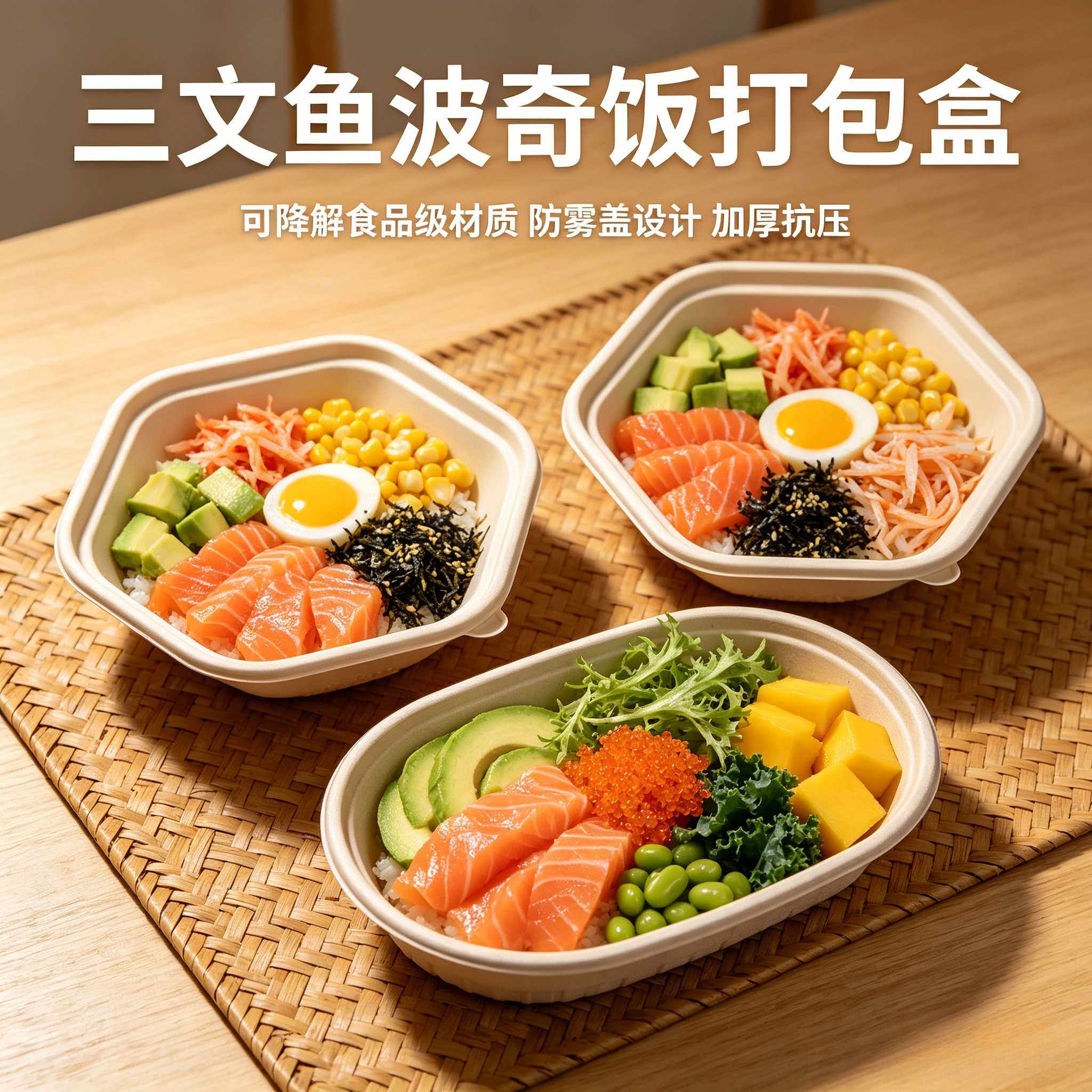 可降解加厚抗压微波外卖便当盒