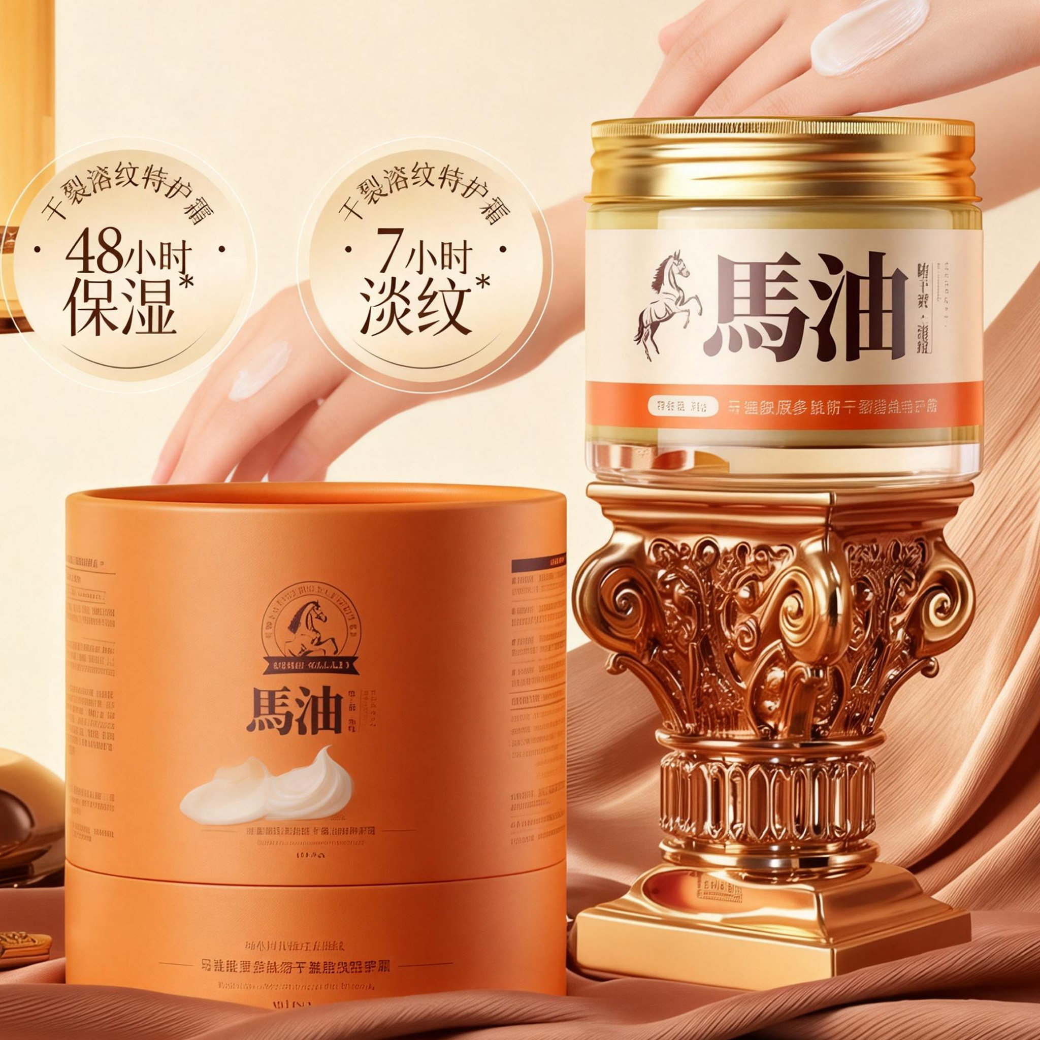 马油胶原多肽防干裂溶纹特护霜秋冬补水保湿防干燥防皲裂干燥起皮