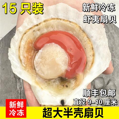 新鲜冷冻超大半壳虾夷扇贝鲜活速冻蒜蓉虾夏夷扇贝粉丝烧烤海鲜