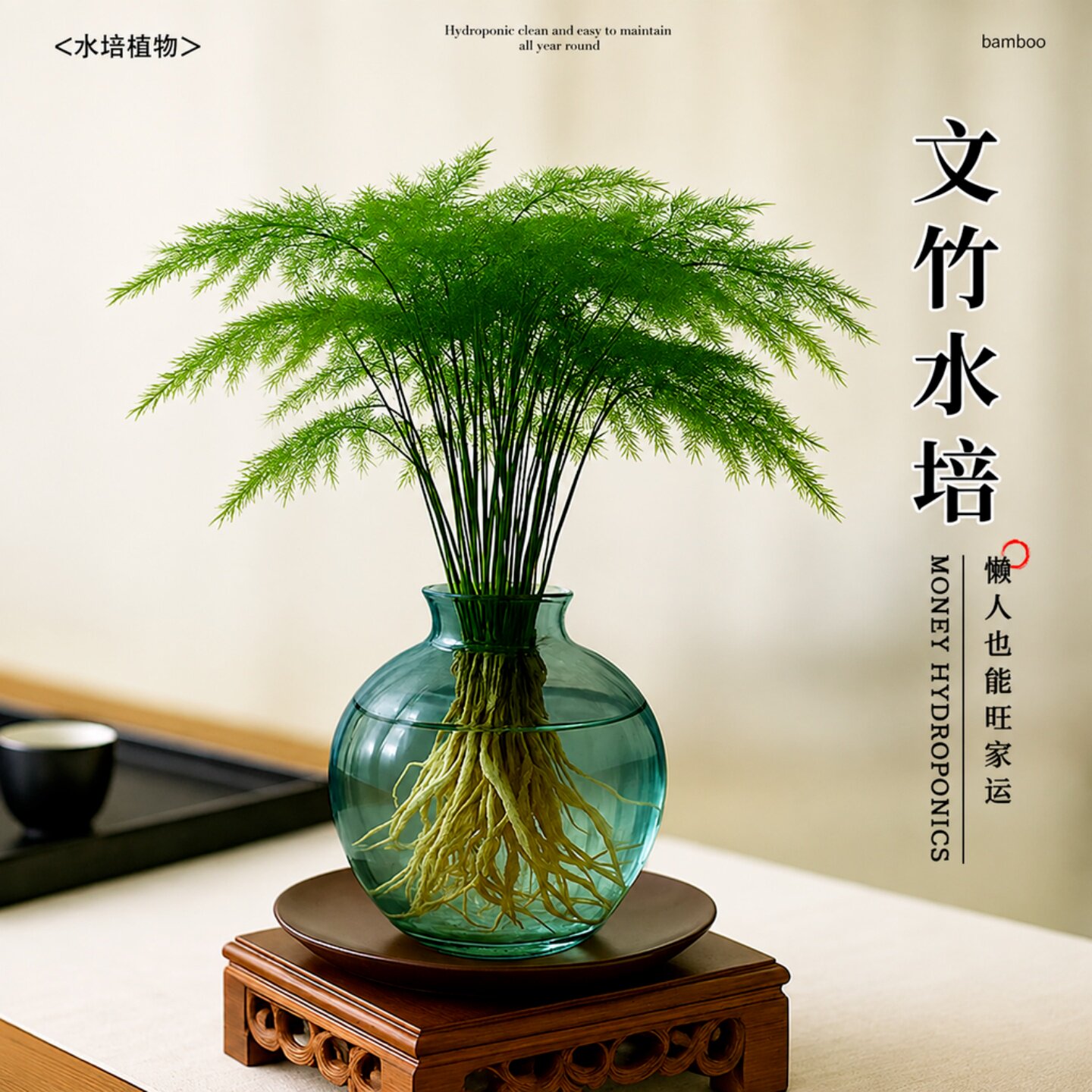 文竹水培小盆栽室内好养招财图片