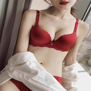 维多利亚本命年结婚文胸套装加厚小胸聚拢收副乳无钢圈无痕内衣女