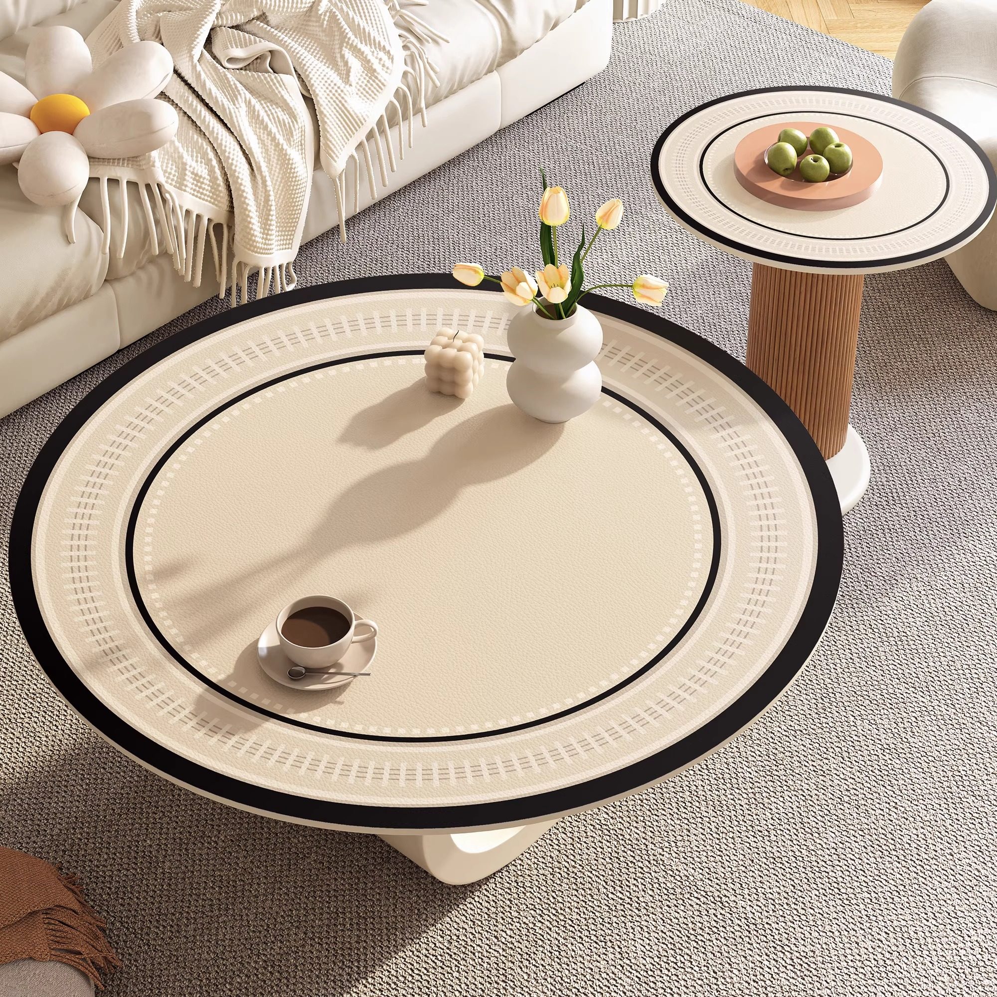 客厅轻奢高级感圆形桌垫免洗防水防油茶几布耐脏餐桌布轻奢高级感,居家布艺,桌布,淘宝优惠券,粉丝福利购,淘宝优惠卷