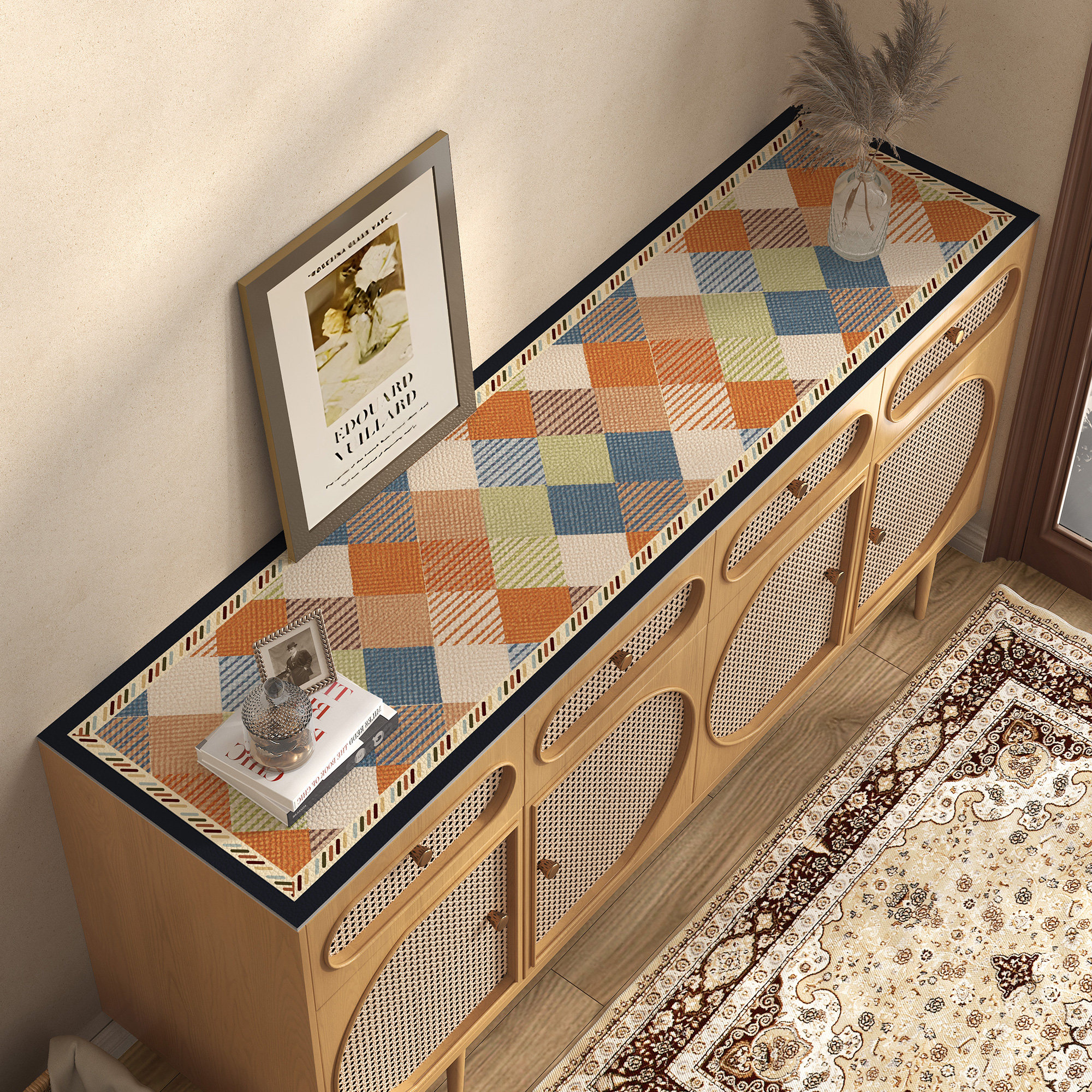 美式餐边柜保护垫防水电视柜台垫入户玄关鞋柜边柜长条台面保护垫,居家布艺,桌布,淘宝优惠券,粉丝福利购,淘宝优惠卷