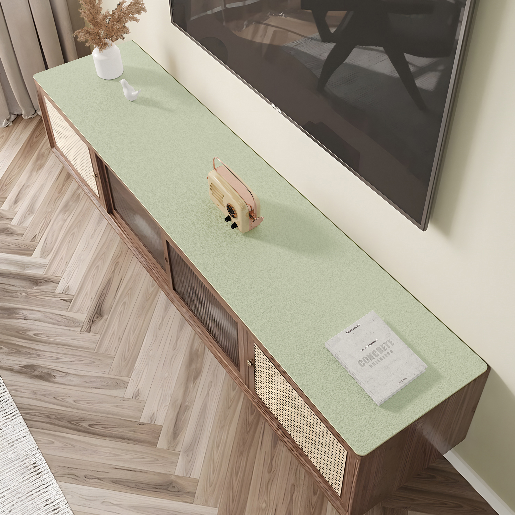 简约电视柜桌垫易擦洗防油纯色