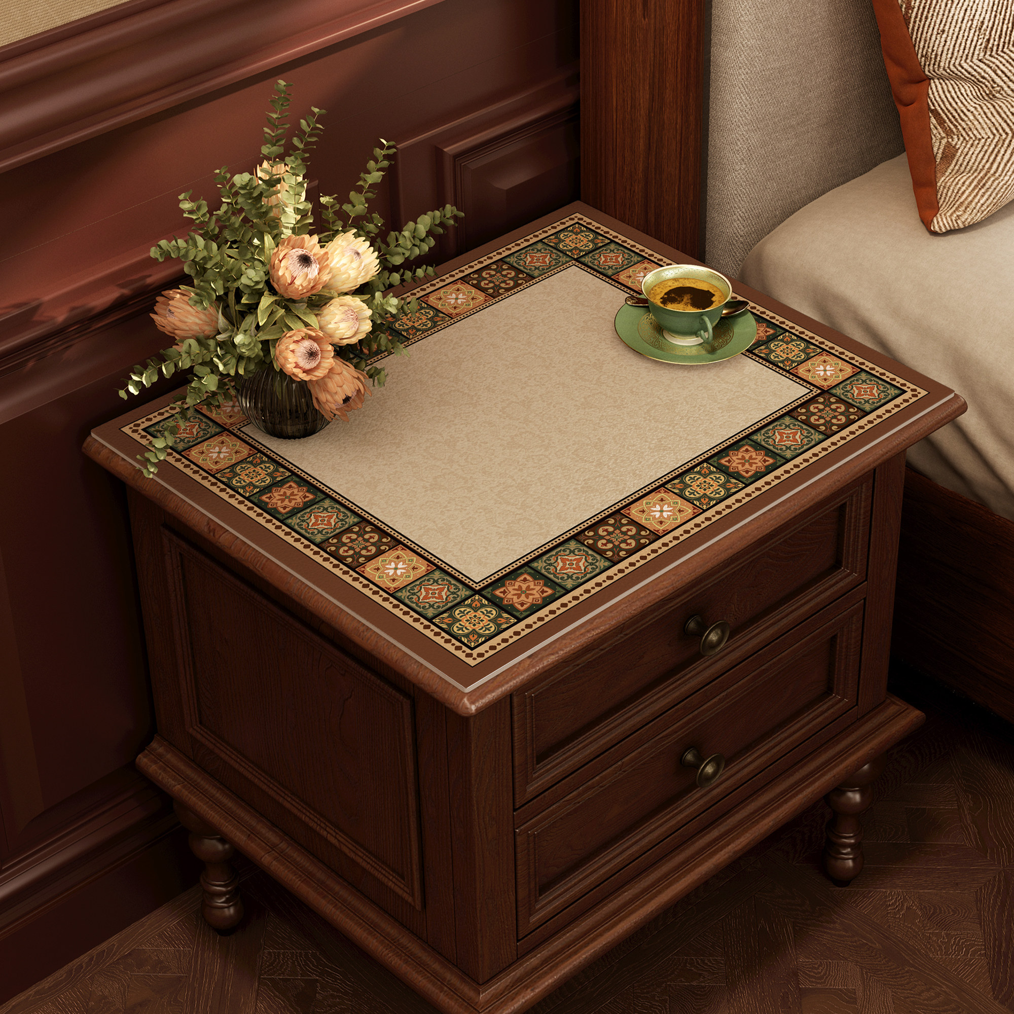 美式床头柜保护垫轻奢高级感盖布防水防油免洗易打理洗衣机防尘垫,居家布艺,桌布,淘宝优惠券,粉丝福利购,淘宝优惠卷