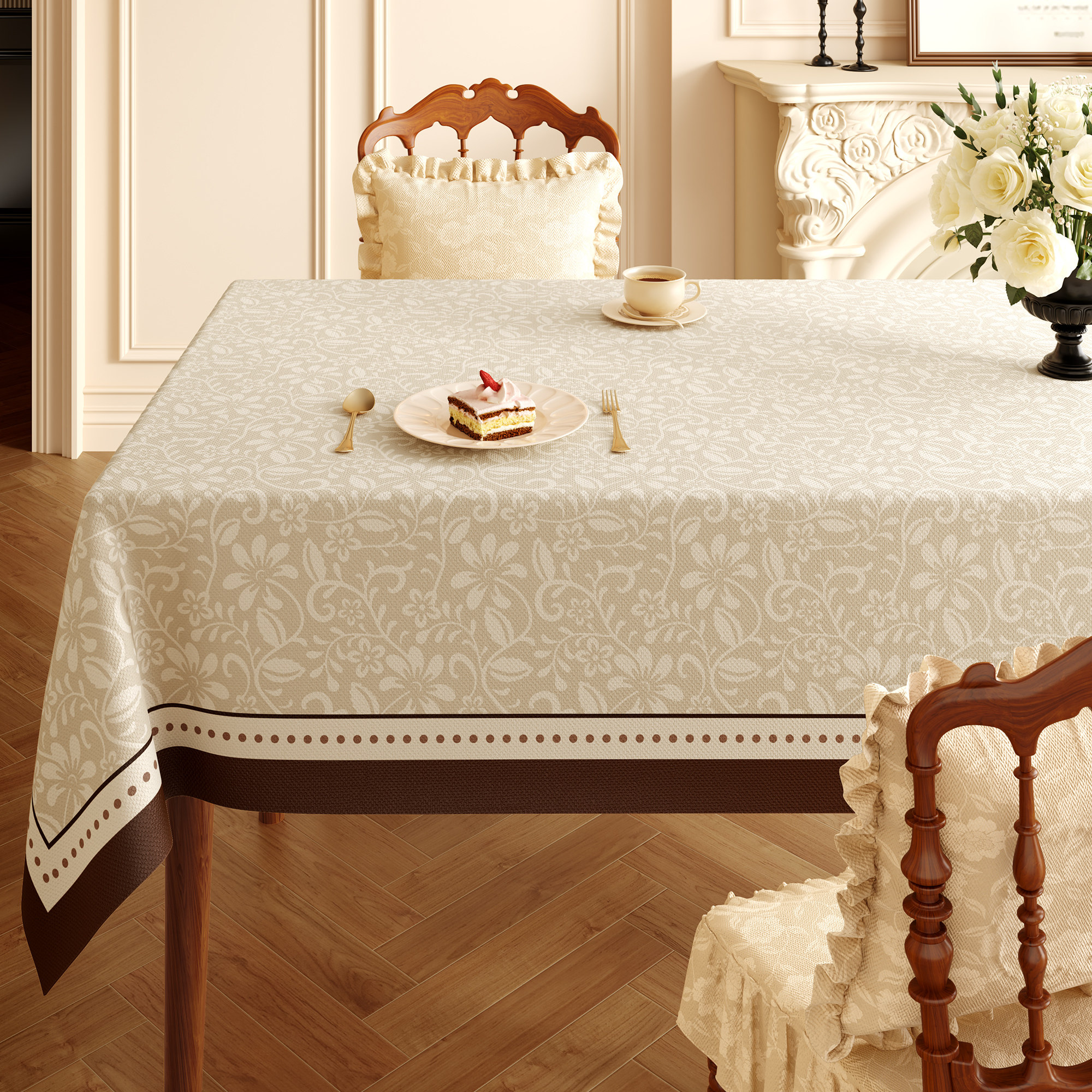 中古风桌布防水防油免洗ins风轻奢高级感餐桌布长方形pvc茶几台布,居家布艺,桌布,淘宝优惠券,粉丝福利购,淘宝优惠卷