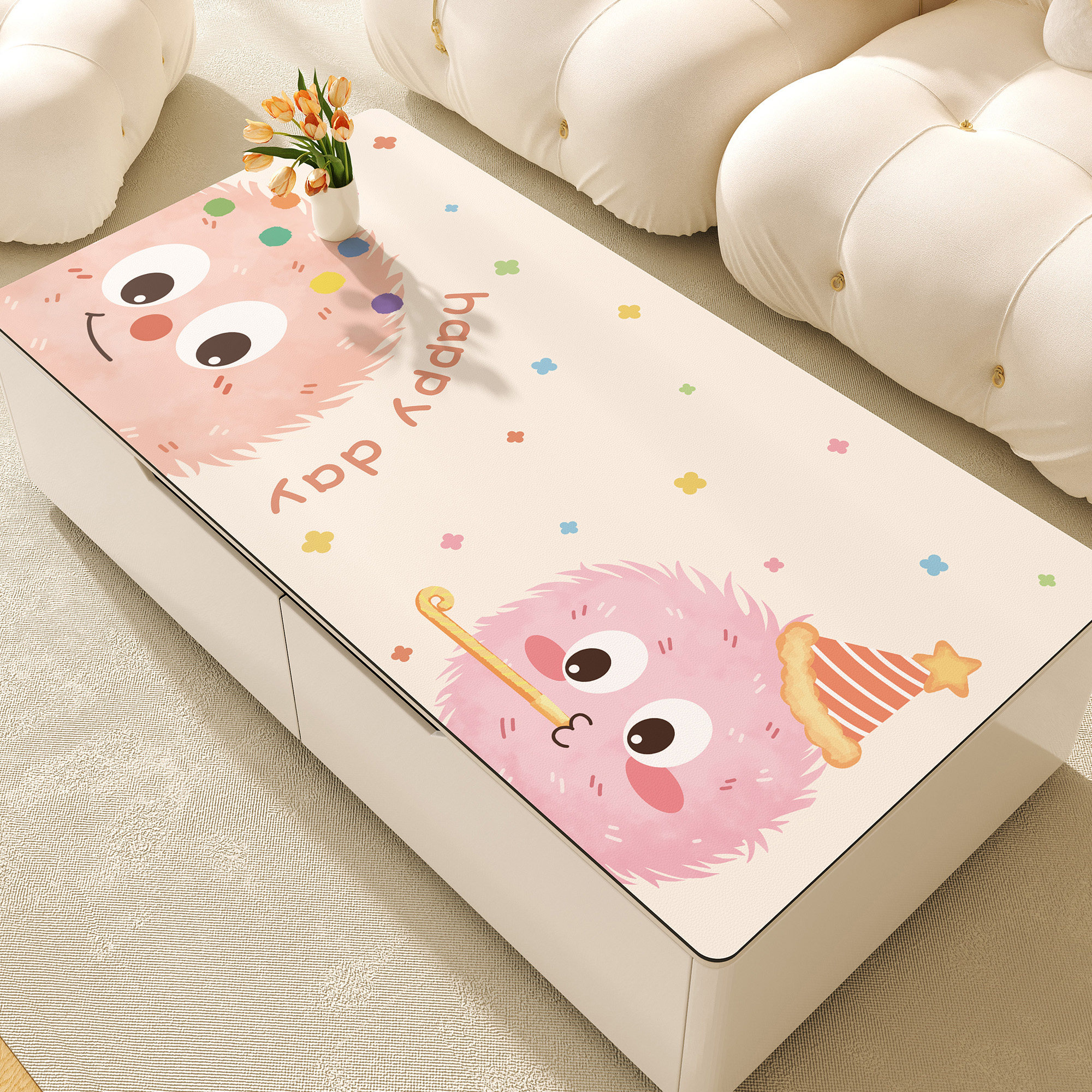 客厅茶几桌垫防水防油防烫免洗卡通桌布茶几台布长方形台面保护垫,居家布艺,桌布,淘宝优惠券,粉丝福利购,淘宝优惠卷