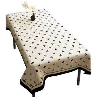 餐桌桌布防水防油免洗黑白轻奢高级感长方形pvc餐桌布茶几布台布