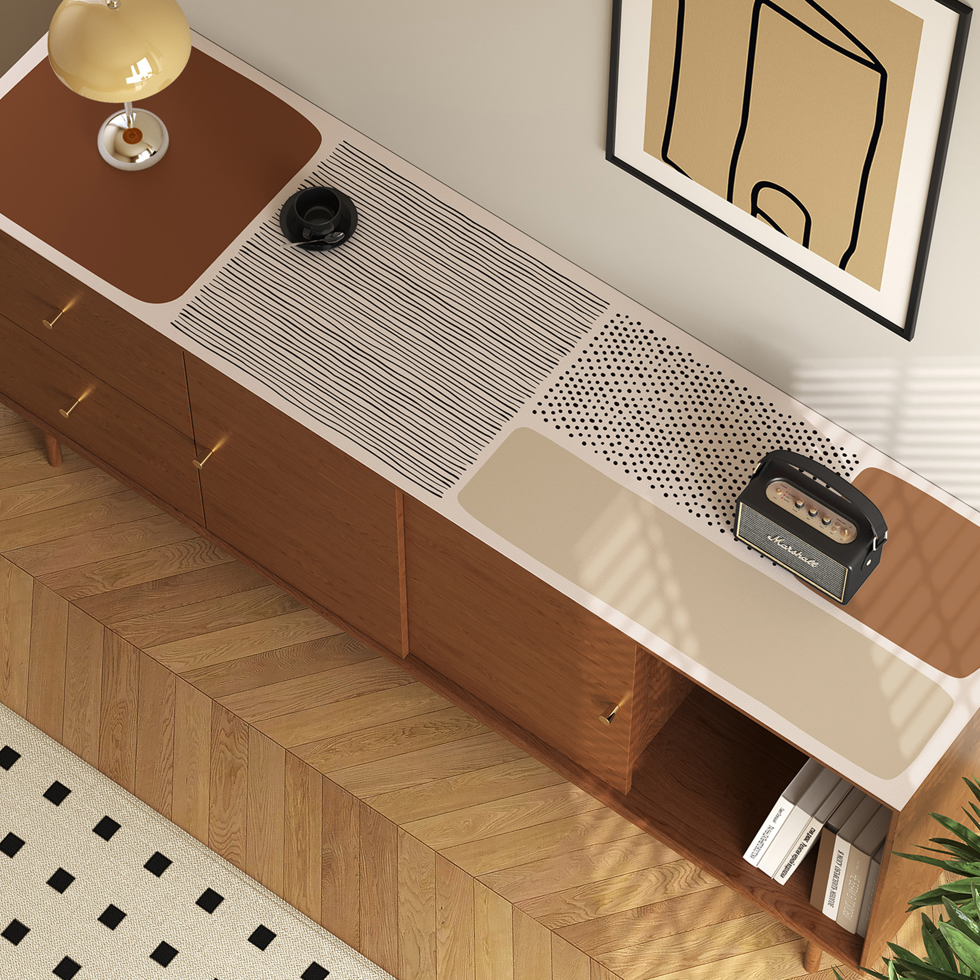 轻奢高级感电视柜桌垫防水防油餐边柜台面保护垫玄关酒柜鞋柜桌布