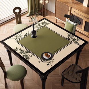 新中式正方形桌垫防水防油免洗麻将桌八仙桌餐桌垫皮革四方桌桌布