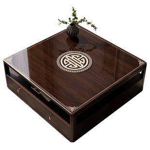 新中式pvc茶几垫免洗防水防油透明软玻璃四方餐桌垫正方形桌面垫