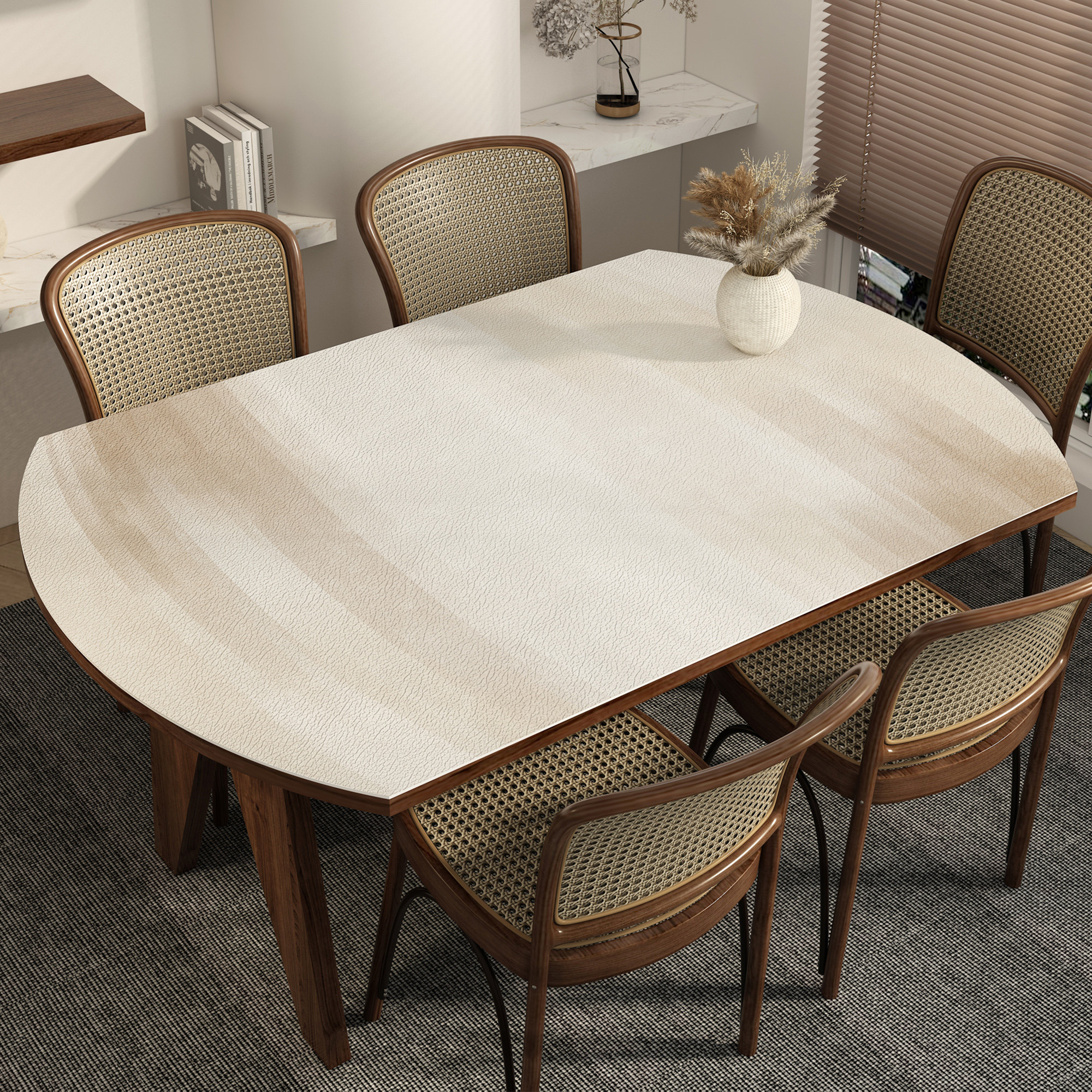 侘寂风餐桌垫折叠伸缩圆桌皮革桌布防水防烫防油免洗椭圆形茶几垫,居家布艺,桌布,淘宝优惠券,粉丝福利购,淘宝优惠卷