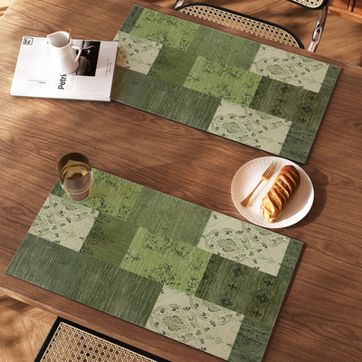 民族风餐垫防水隔热垫皮革桌垫防油西餐垫美式复古中古餐盘垫杯垫