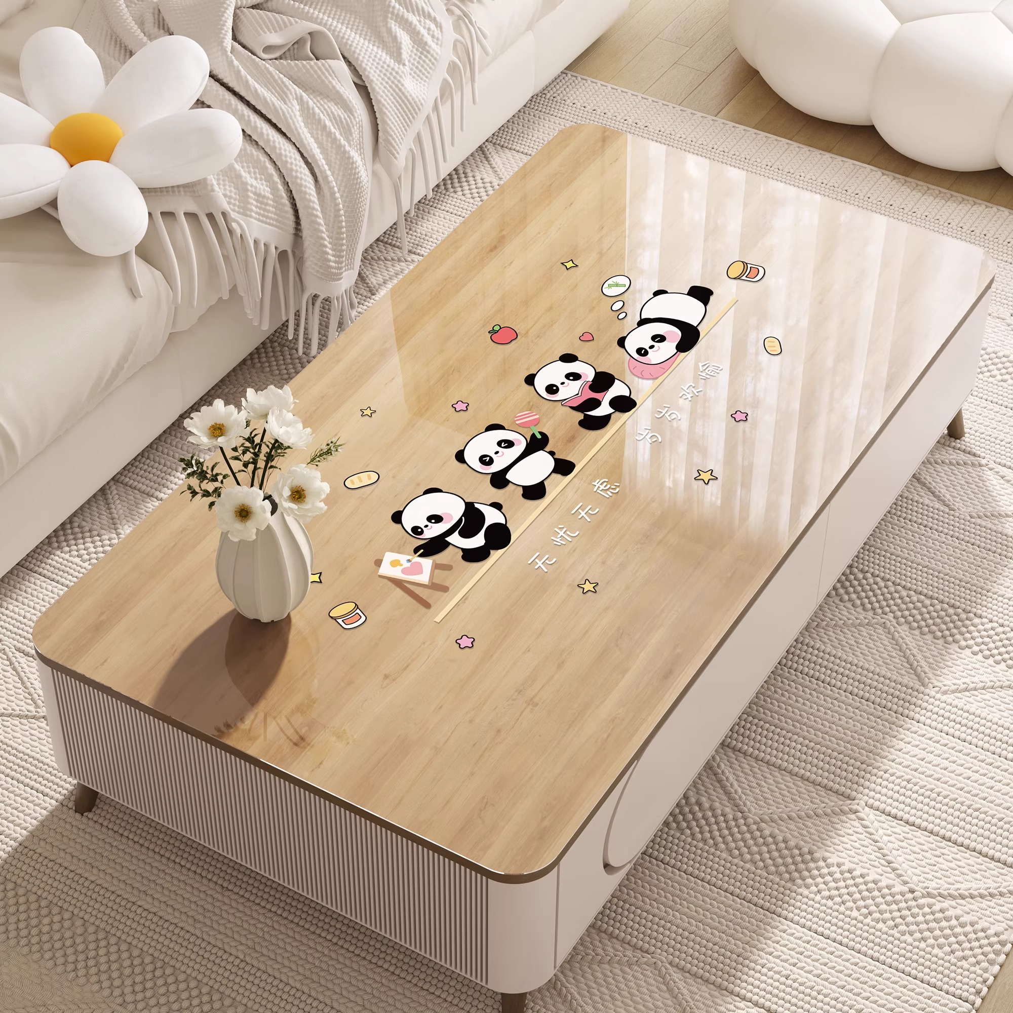 卡通透明pvc防水防油防烫茶几垫