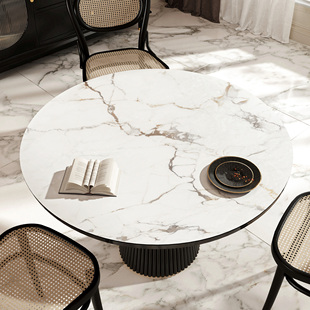 新款岩板大理石圆形防水桌垫高级感皮质桌布圆形餐桌茶几桌布热销