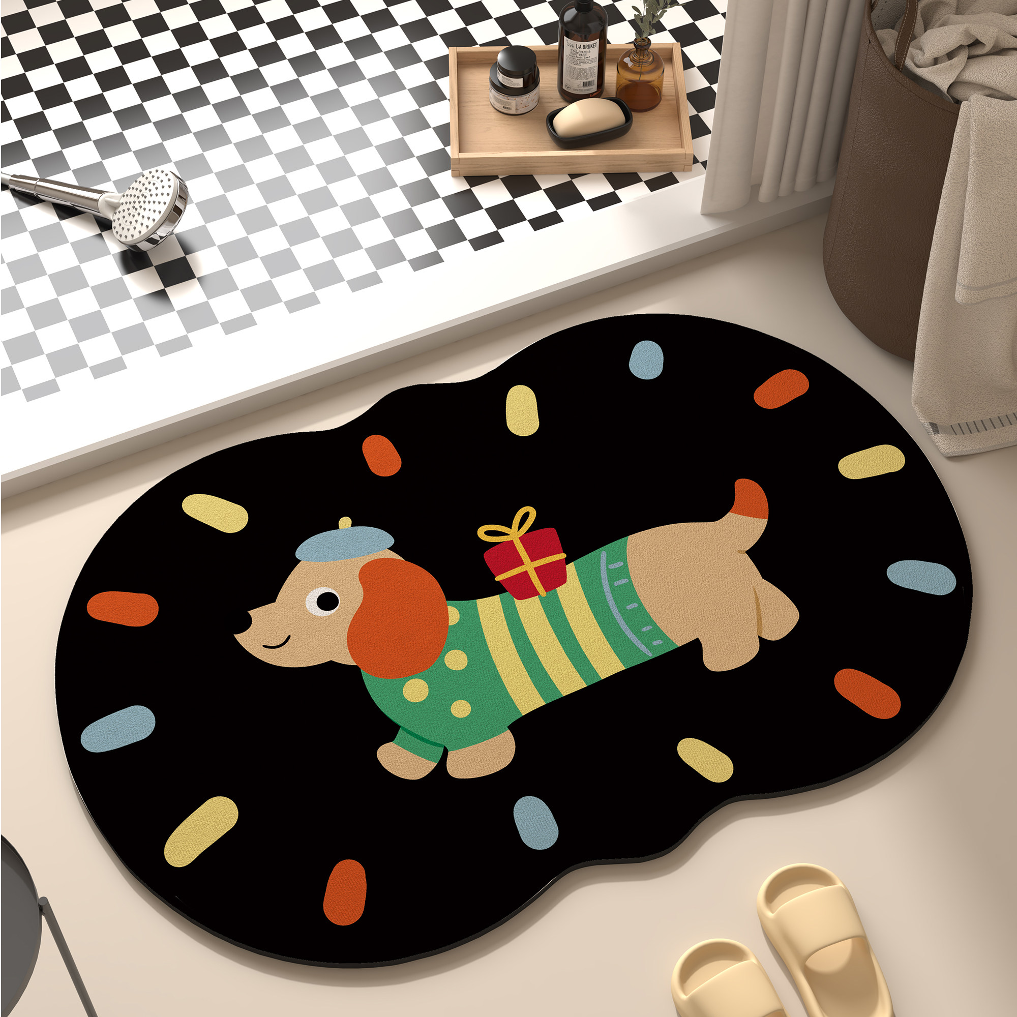 卡通卫生间浴室门口地垫洗手台吧台吸水速干地毯厕所玄关防滑脚垫,居家布艺,家用脚垫,淘宝优惠券,粉丝福利购,淘宝优惠卷