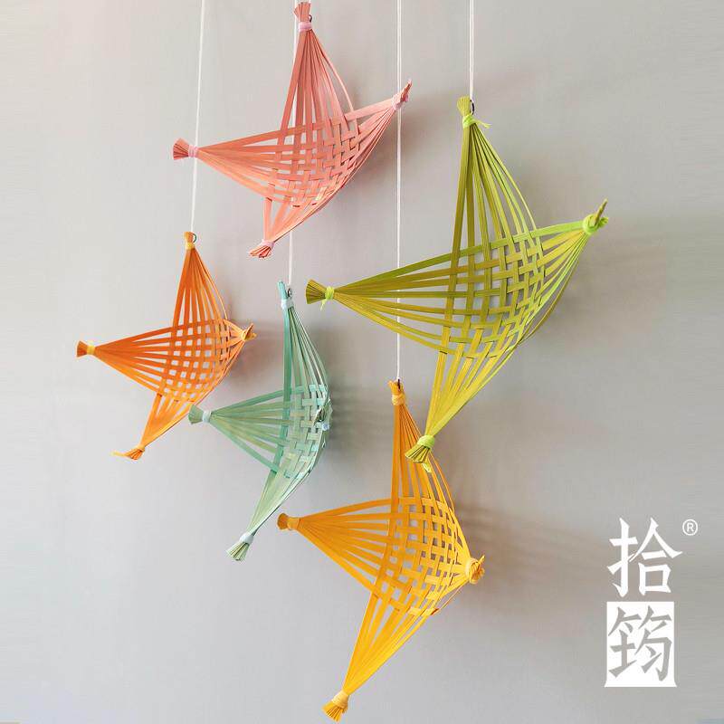五彩莲花竹编材料包果盘亲子手工DIY 儿童工艺品制作幼儿园 非遗