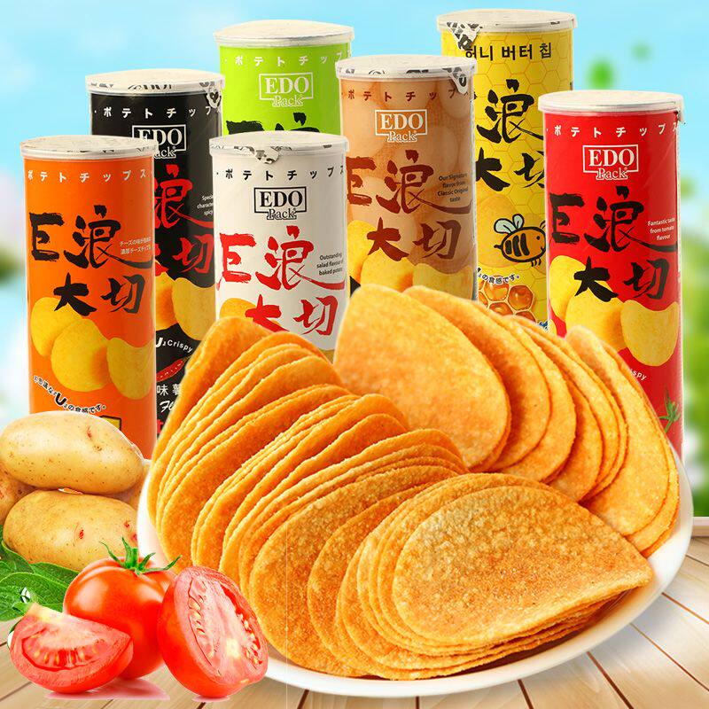 马来西亚进口巨浪大切薯片150g海苔香辣芝士番茄原味罐装追剧零食