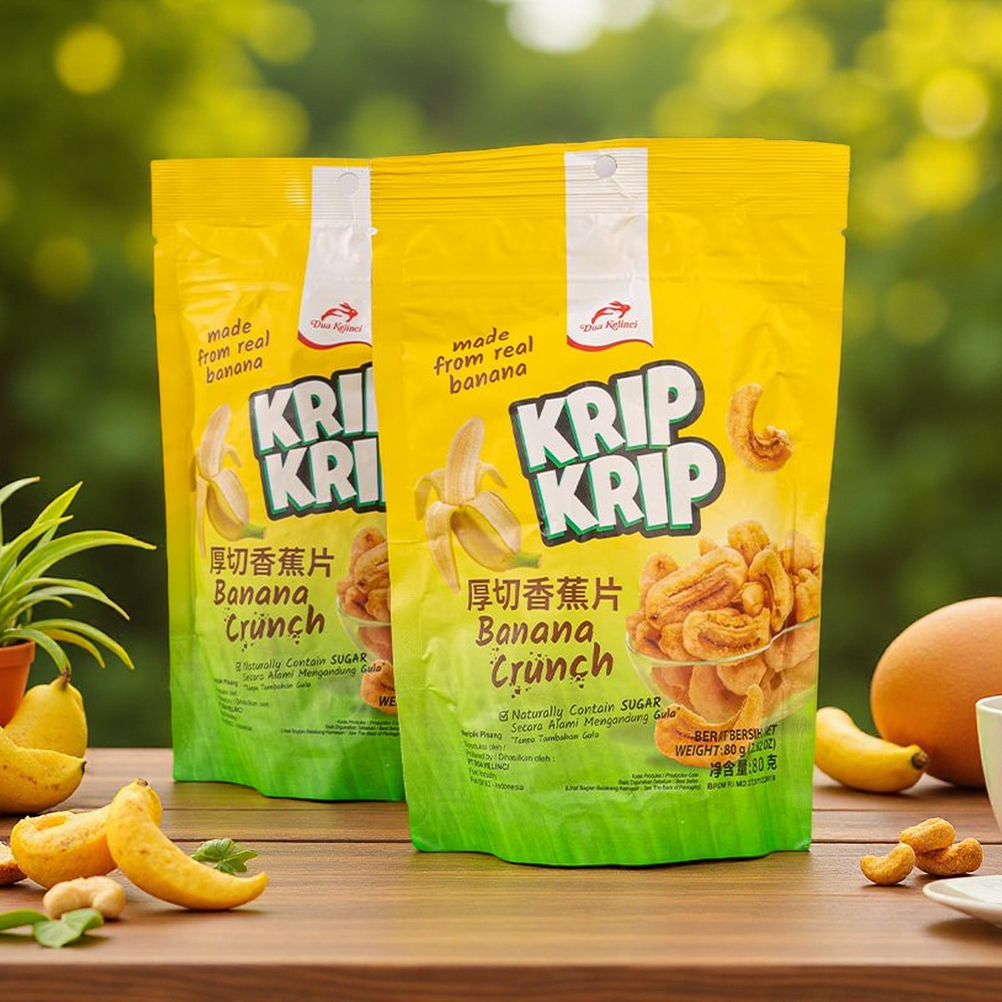 印度进口红白兔厚切香蕉片80g/袋