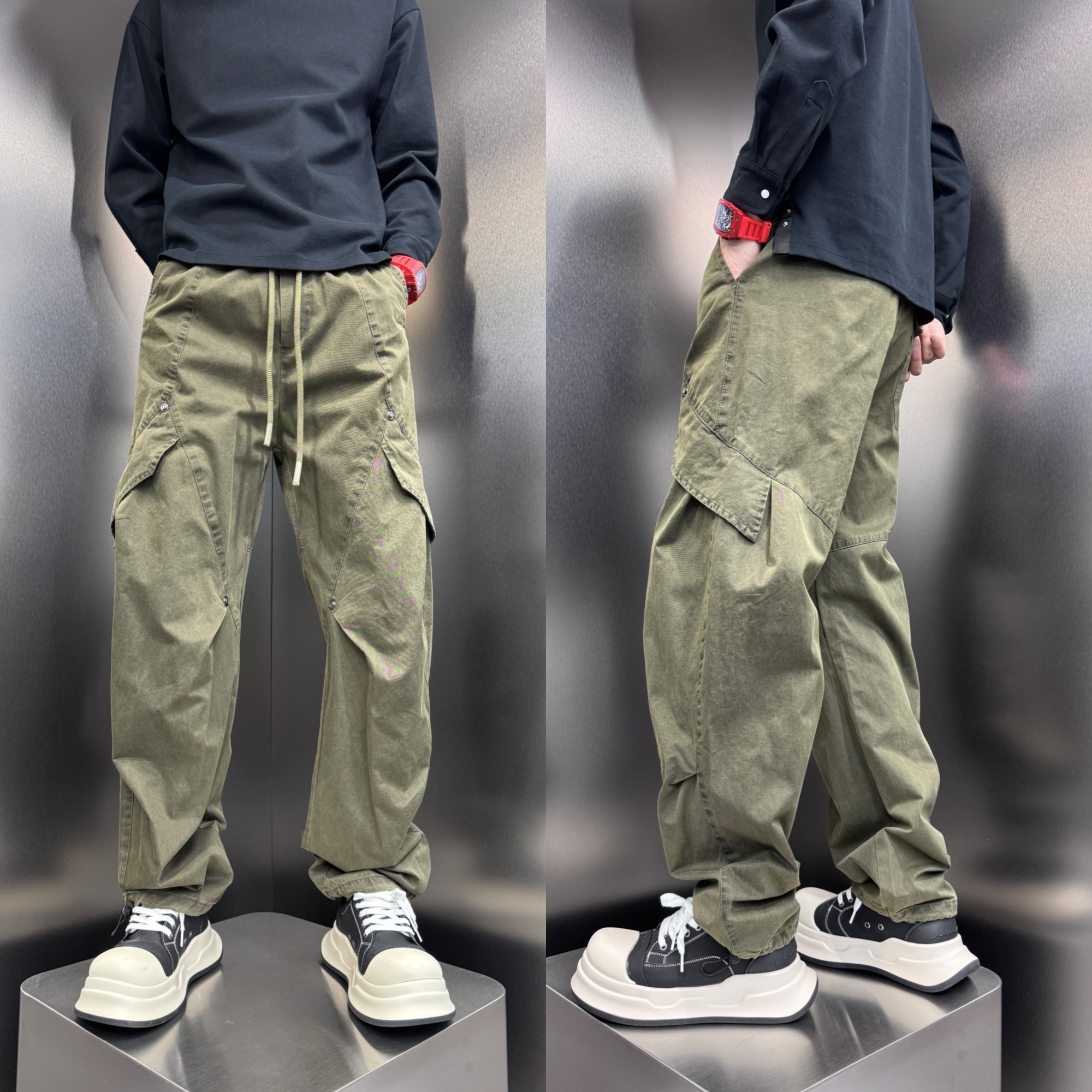 春夏新款高级感美式复古工装裤男痞帅潮流宽松阔腿裤运动休闲裤子,男装,休闲裤,淘宝优惠券,粉丝福利购,淘宝优惠卷