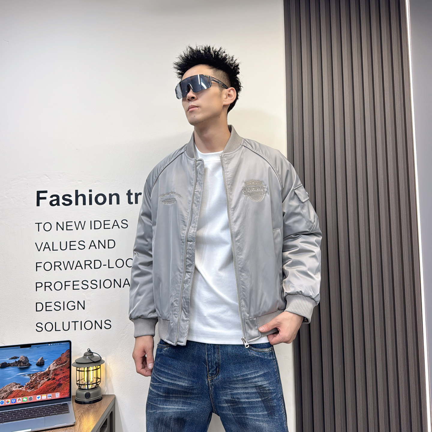 冬季重工刺绣痞帅夹棉棒球服外套