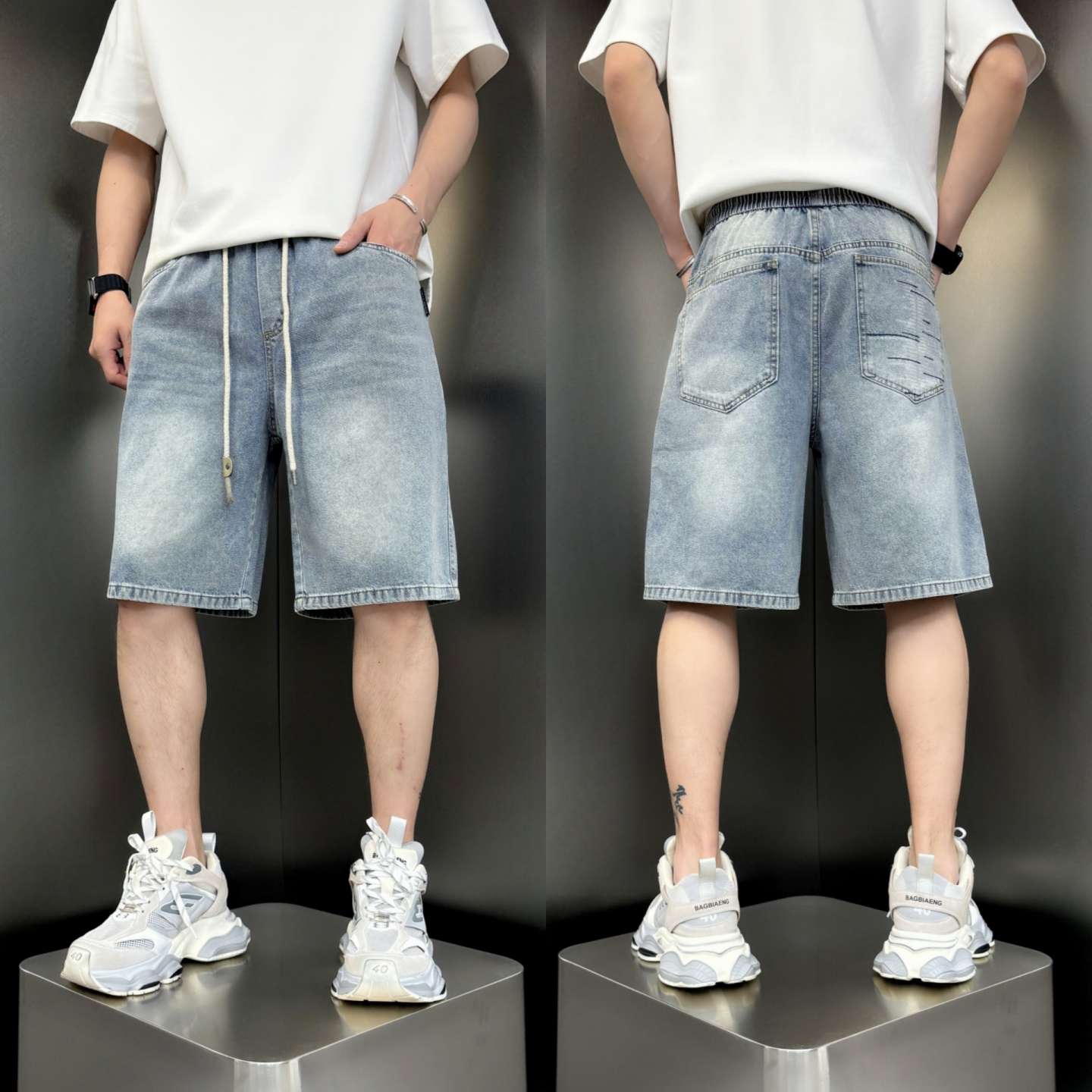 2025夏季新款男士牛仔五分短裤子