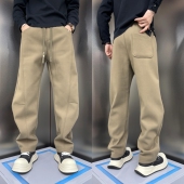 2025秋冬加厚休闲裤 重磅保暖直筒运动加绒卫裤 宽松阔腿弯刀裤 美式