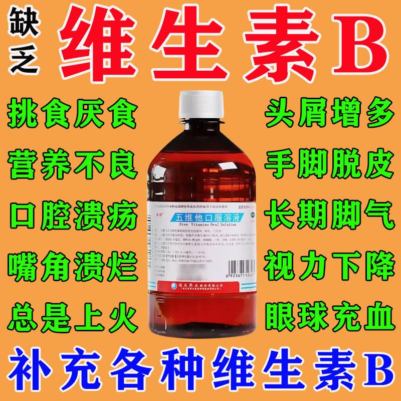 缺乏复合维生素b营养不良成人儿童厌食脚气病糙皮五维他口服溶液