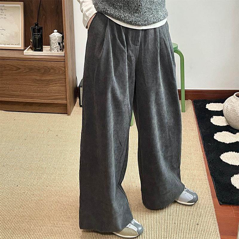 winimini小个子灯芯绒阔腿裤直筒裤高腰松紧九分宽松秋冬休闲裤女,女装/女士精品,休闲裤,淘宝优惠券,粉丝福利购,淘宝优惠卷