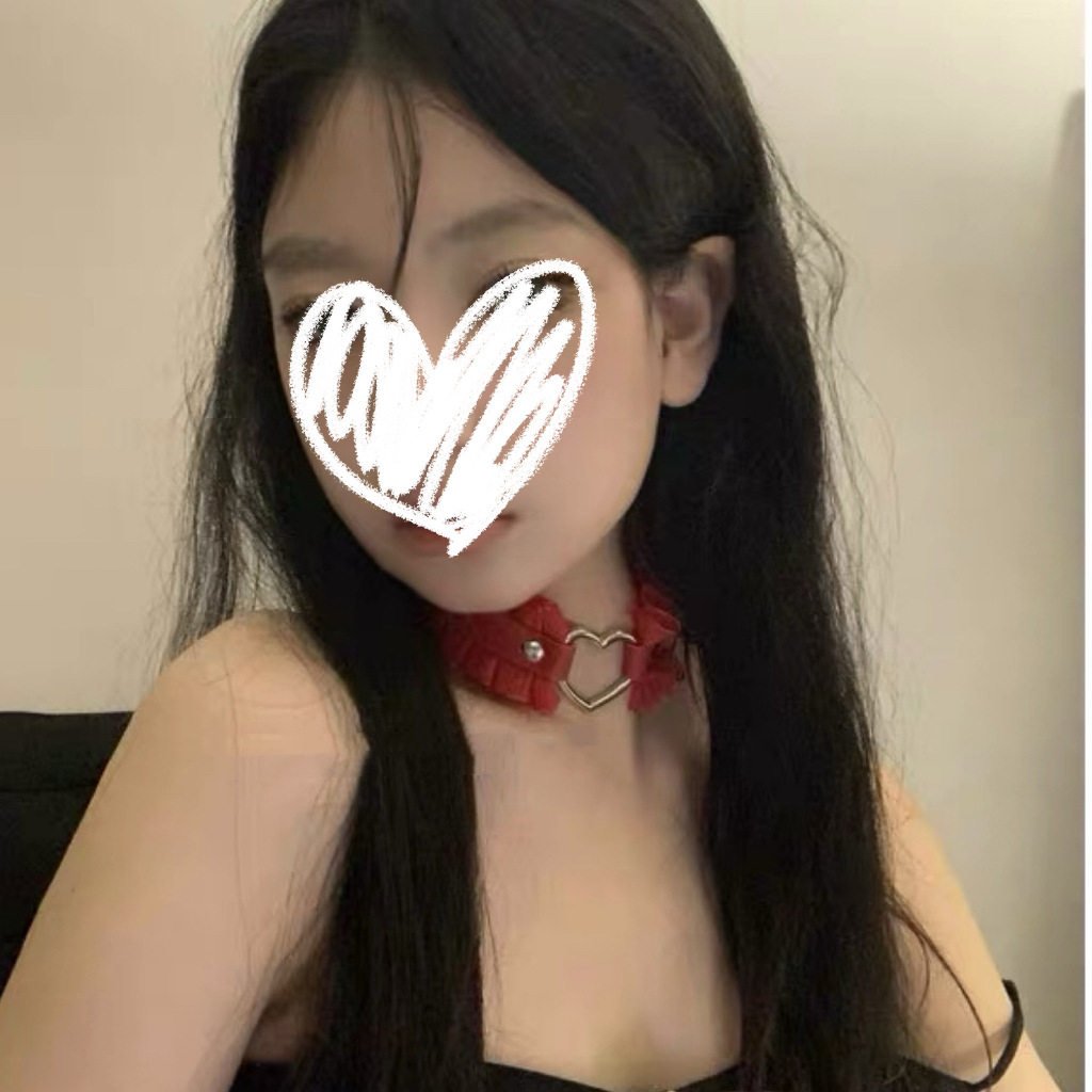 朋克原宿软妹蕾丝项圈桃心爱心形PU皮质皮革颈链choker锁骨项链