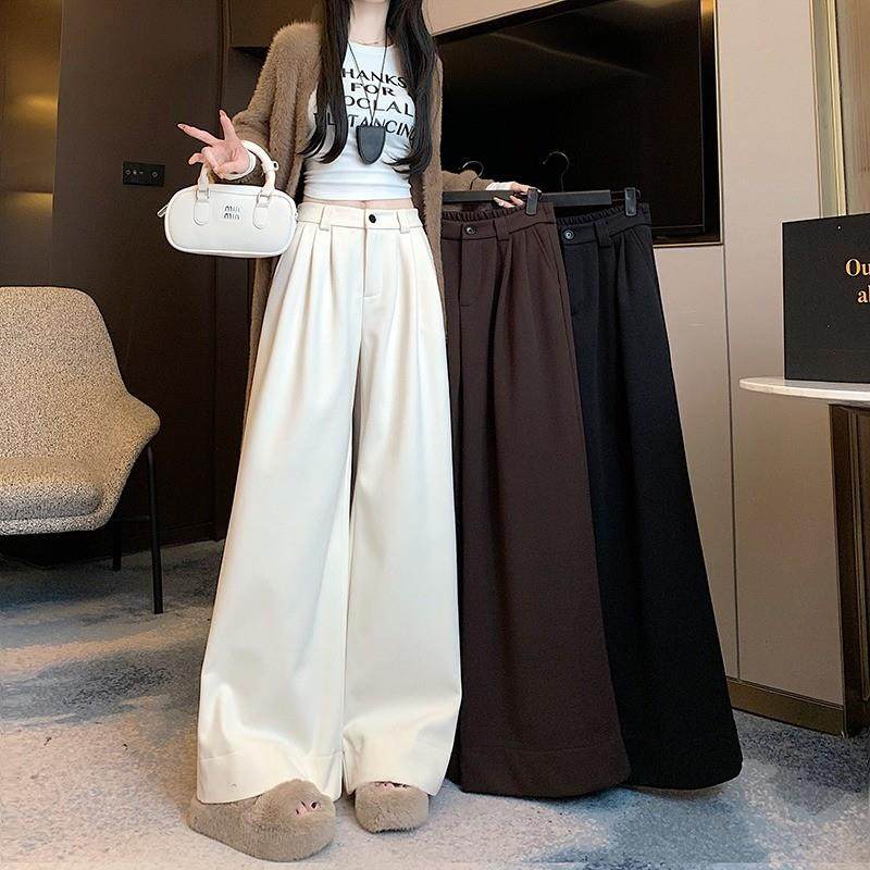 美拉德咖色毛呢阔腿裤女冬季2025新款高腰显瘦超火超好看的休闲裤,女装/女士精品,休闲裤,淘宝优惠券,粉丝福利购,淘宝优惠卷