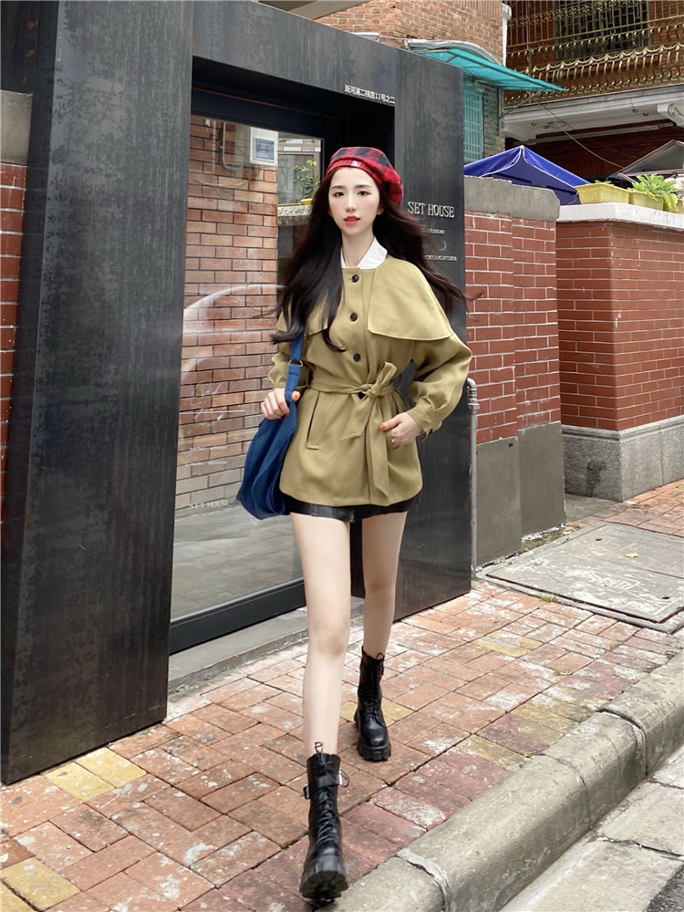短款收腰显瘦百搭小个子风衣外套