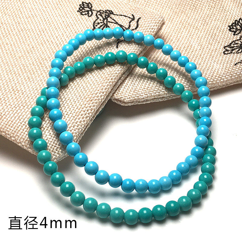 绿松石手串男女款小单圈4m6m8m天然高瓷蓝色绿色圆珠手链饰品现货