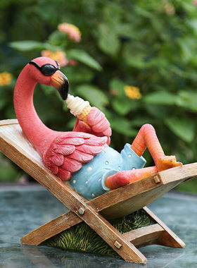 花园杂货庭院布置园艺装饰摆件树脂创意卡通火烈鸟摆件装饰品戴墨
